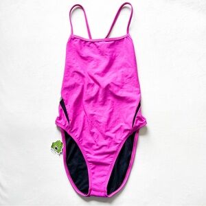 Jolyn Clothing Hot Pink One-Piece Swimsuit with Black Accents - Size 36